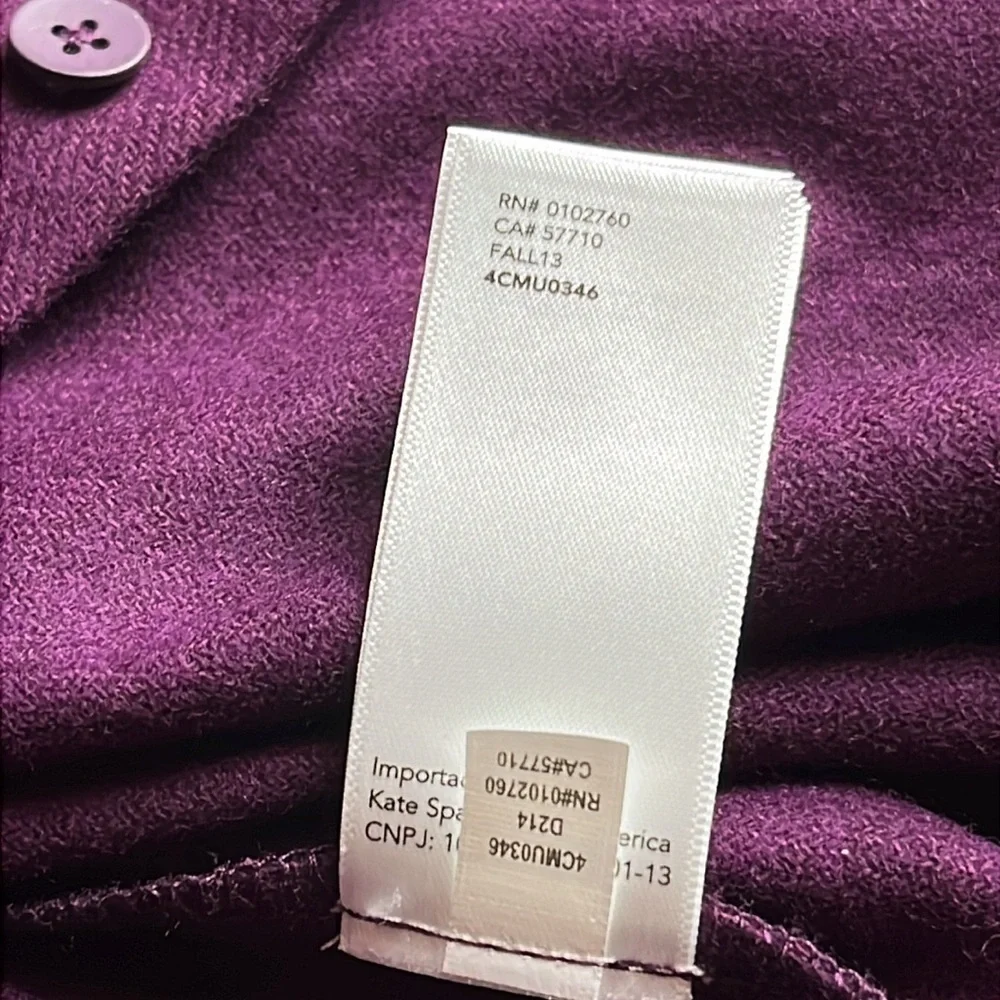KATE SPADE SATURDAY Perfect Day Shirt - Wool Blend- Plum - Size M